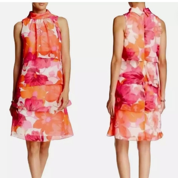 ELIZA J, Stunning,Vibrant,High-NeckTiered Dress, Halter-Style, EUC, Size 4 - Picture 1 of 10